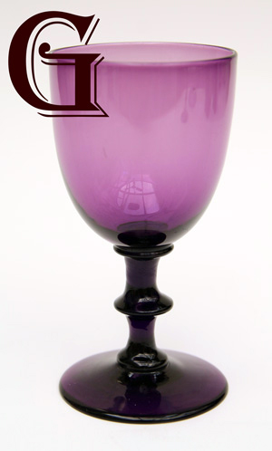 An amethyst glass goblet