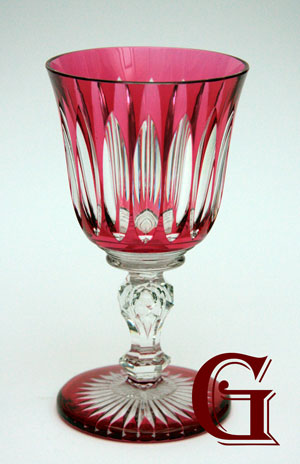CRANBERRY CUT GLASS GOBLET