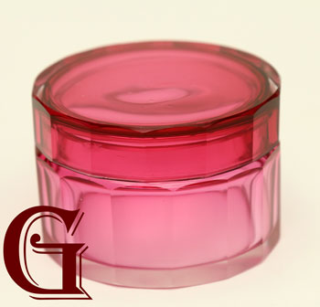 CRANBERRY GLASS LIDDED POT