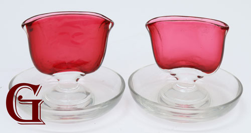 CRANBERRY GLASS CARD HOLDERS