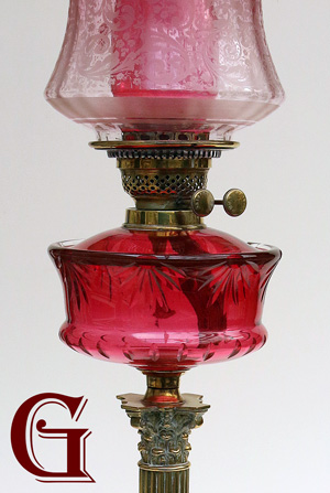 CRANBERRY GLASS OIL LAMP