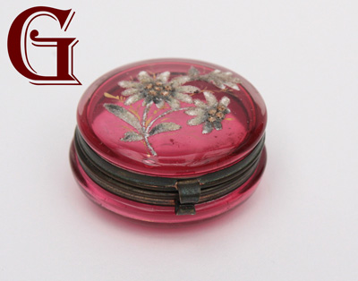 CRANBERRY GLASS patch pot glass bead decoration