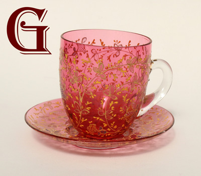 CRANBERRY GLASS tea cup