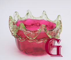 Cranberry glass preserve dish coronet citrine frill