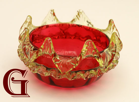 Cranberry glass bowl