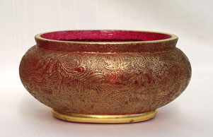 gilded cranberry glass bowl
