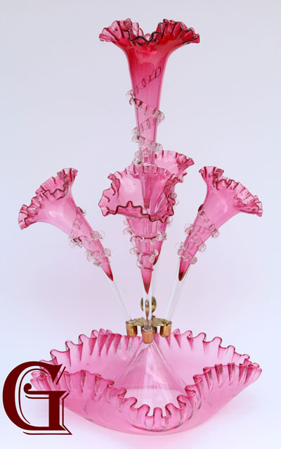 CRANBERRY GLASS EPERGNE
