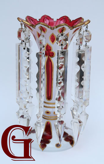 Cranberry glass overlay lustre