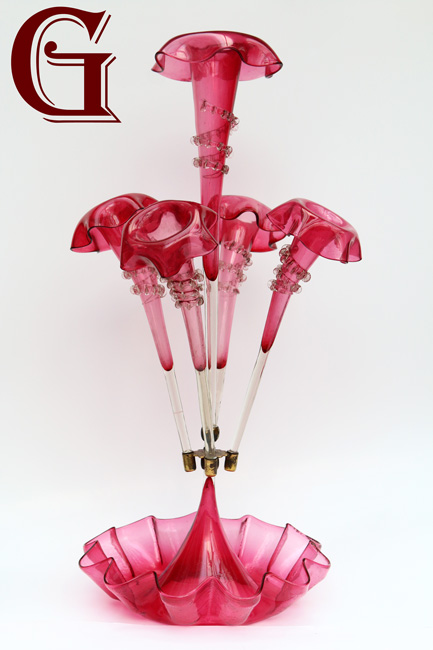 CRANBERRY GLASS EPERGNE