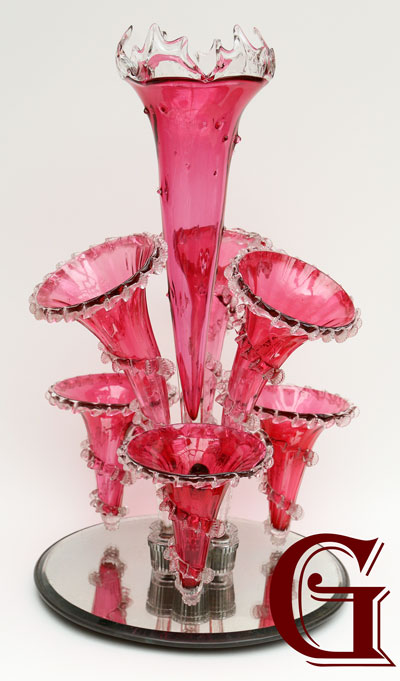 CRANBERRY GLASS EPERGNE