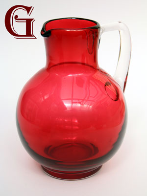 Cranberry glass jug