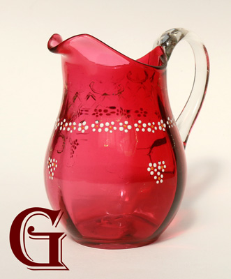 Cranberry glass milk jug