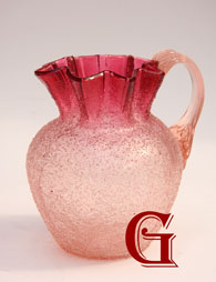 Cranberry glass crackle jug