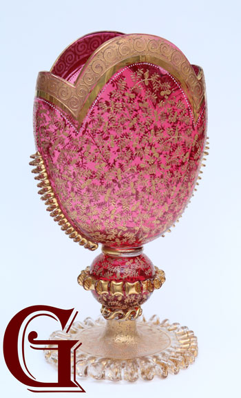 cranberry glass vase moser