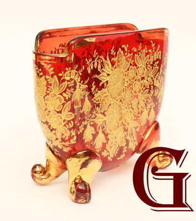 CRANBERRY GLASS MINIATURE VASE MOSER