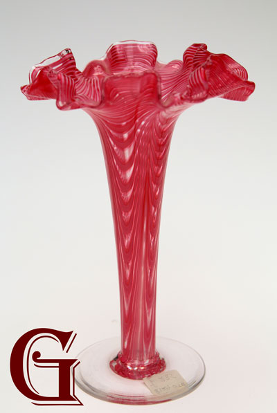 pair cranberry glass rustic style vases